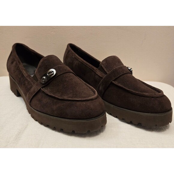 Easy Spirit Wendy Casual Slip-on Suede, 8.5M Brown Chunky Heel - Picture 1 of 11